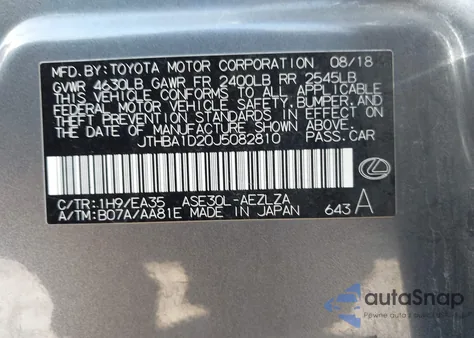 2018 Lexus Is 300 z USA, uszkodzony, nr VIN JTHBA1D20J5082810